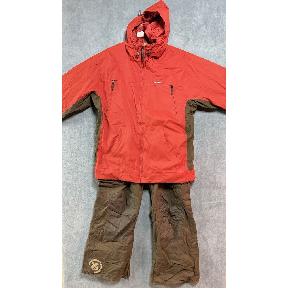 Burton Orange And Brown Colorblock Hooded Snowboard Jacket & Pants Set Size M